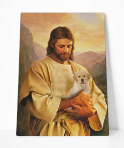 Gearhumans 3D Jesus Holding Golden Dog Custom Canvas