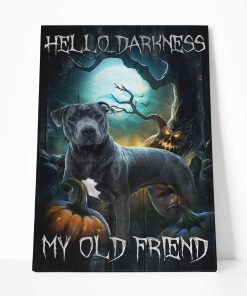 Gearhumans 3D Pitbull Hello Darkness My Old Friend Custom Canvas
