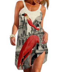Gearhumans 3D Flamingo Vintage Custom Beach Dress