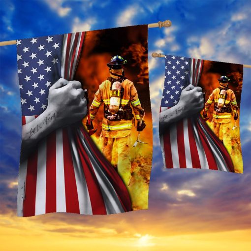 Gearhumans 3D American Firefighter Flag House