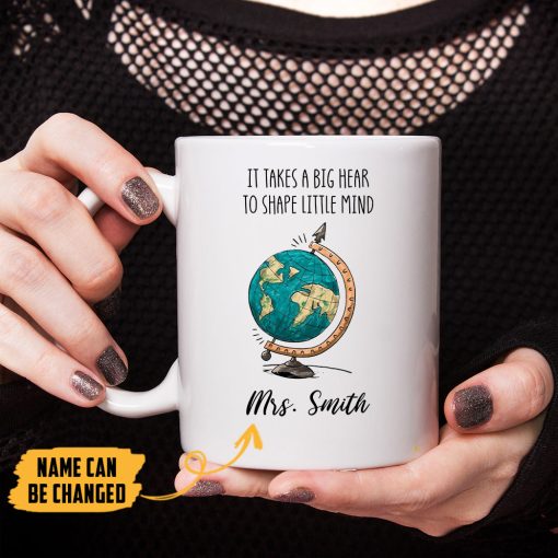 Gearhumans 2D It Takes A Big Heart To Shape Little Mind Globe Teacher Custom Name Mug - Image 6