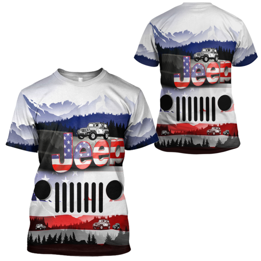 Gearhumans 3D Jeep American Flag Tshirt Hoodie Apparel