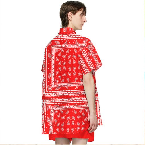 Gearhumans 3D Red Paisley Bandana Hawaii Shirt - Image 4