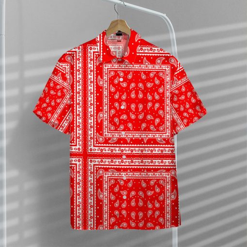Gearhumans 3D Red Paisley Bandana Hawaii Shirt - Image 6