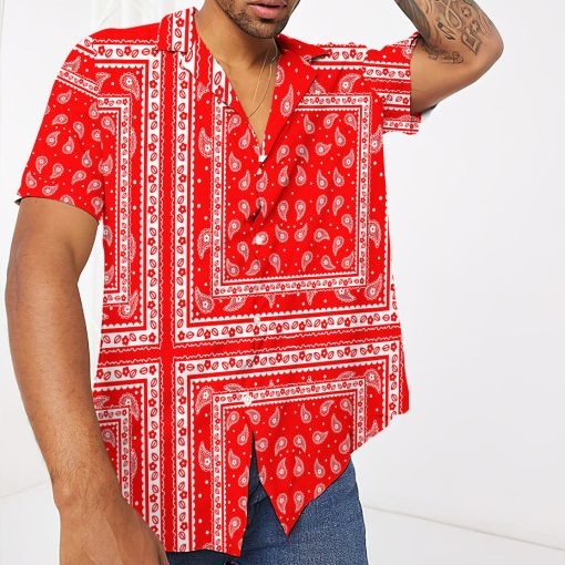 Gearhumans 3D Red Paisley Bandana Hawaii Shirt - Image 3