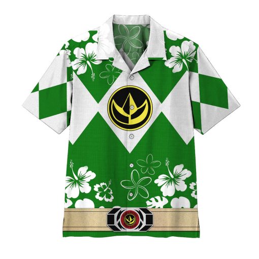 Gearhumans 3D Mighty Morphin Power Ranger Green Hawaii Shirt