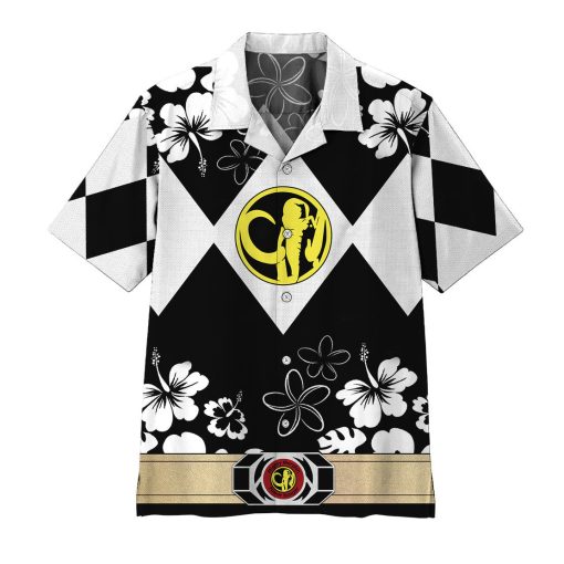 Gearhumans 3D Mighty Morphin Power Ranger Black Hawaii Shirt