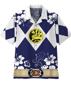 Gearhumans 3D Mighty Morphin Power Ranger Blue Hawaii Shirt