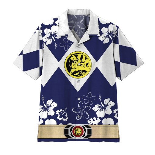 Gearhumans 3D Mighty Morphin Power Ranger Blue Hawaii Shirt