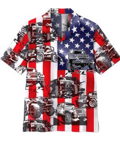 Gearhumans 3D Jeep American Flag Hawaii Shirt