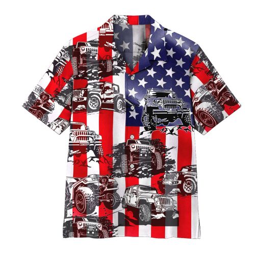 Gearhumans 3D Jeep American Flag Hawaii Shirt