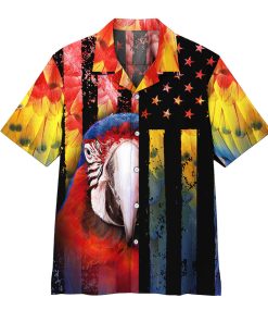 Gearhumans 3D Parrot American Flag Hawaii Shirt