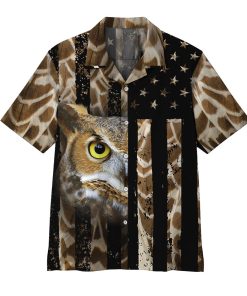 Gearhumans 3D Owl American Flag Hawaii Shirt