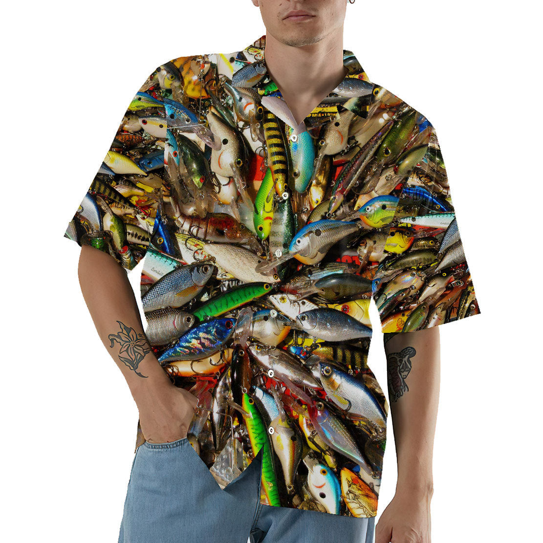 Gearhumans 3D Fishing Baits Stainless Steel Hawaii Shirt 3 Gearhumans 3D Fishing Baits Stainless Steel Hawaii Shirt - Image 3