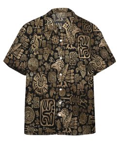 Gearhumans 3D Native American Ornaments Black And Gold Hawaii Shirt