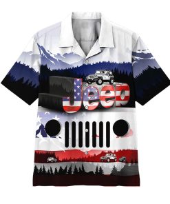 Gearhumans 3D Jeep American Flag Hawaii Shirt