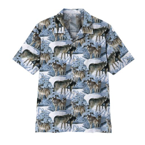Gearhumans 3D Wolf Hawaii Shirt