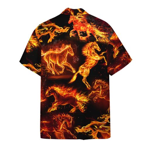 Gearhumans 3D Fire Horse Hawaii Shirt - Image 2