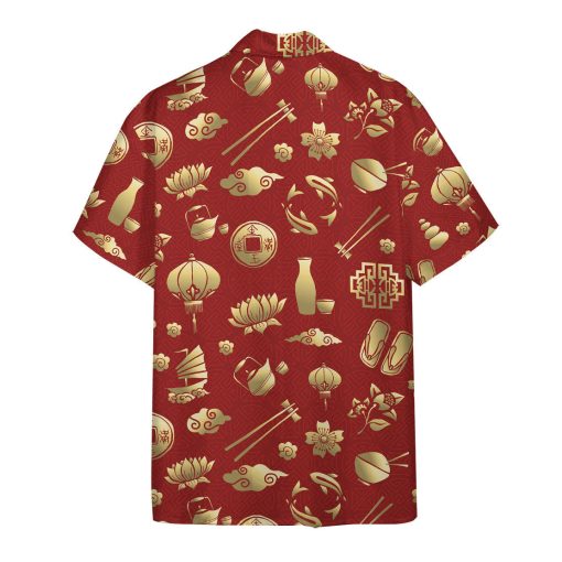 Gearhumans 3D Gold Asian Culture Hawaii Shirt - Image 5