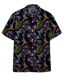 Gearhumans 3D Beautiful Violet Cornflowers And Hummingbirds Custom Hawaii Shirt
