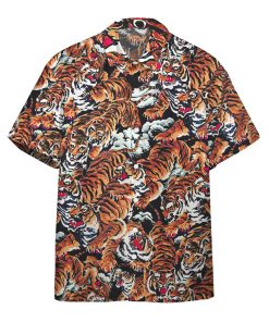 Gearhumans 3D One hundred Tigers Black Custom Hawaii Shirt