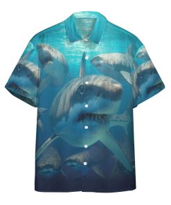 Gearhumans 3D Great White Sharks Custom Hawaii Shirt
