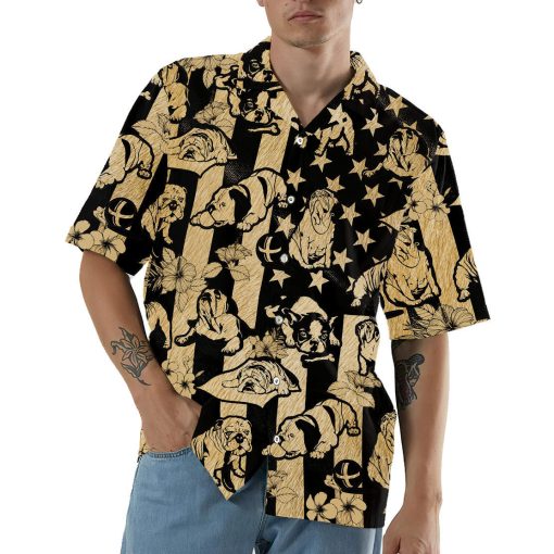 Gearhumans 3D Bulldog American Flag Hawaii Shirt