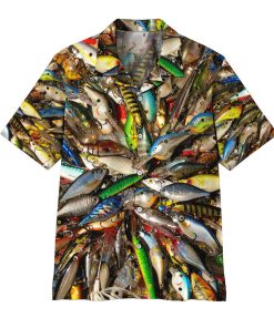 Gearhumans 3D Fishing Baits Stainless Steel Hawaii Shirt