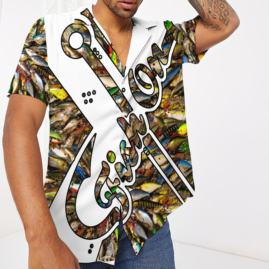 Gearhumans 3D Fish On Hook Hawaii Shirt 3 Gearhumans 3D Fish On Hook Hawaii Shirt - Image 3