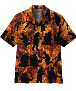 Gearhumans 3D Fire Fighter Hawaii Shirt