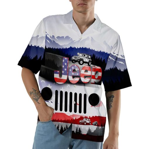 Gearhumans 3D Jeep American Flag Hawaii Shirt - Image 3