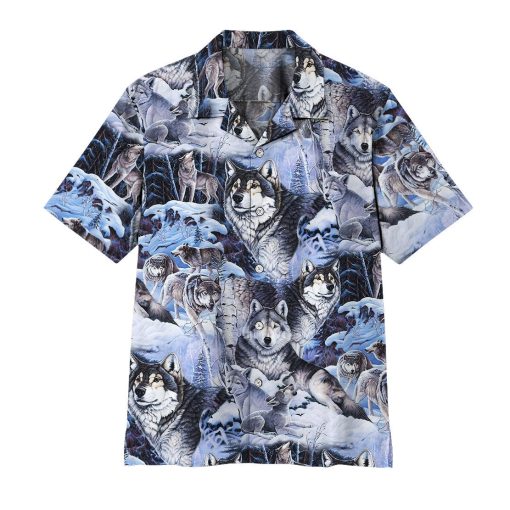 Gearhumans 3D Wolf Hawaii Shirt