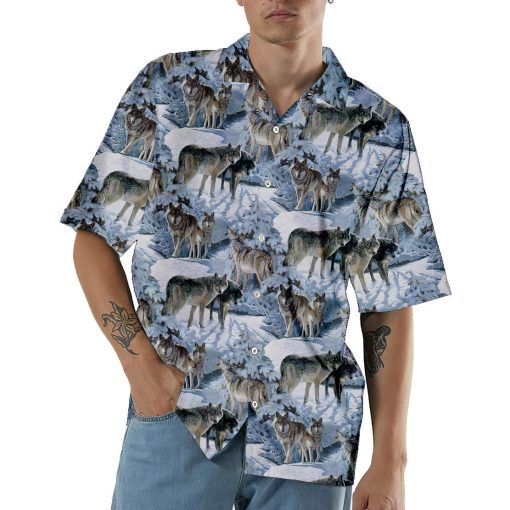 Gearhumans 3D Wolf Hawaii Shirt