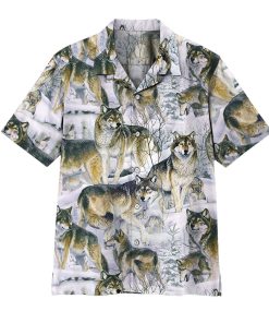 Gearhumans 3D Wolf Hawaii Shirt