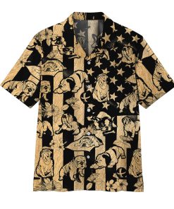 Gearhumans 3D Bulldog American Flag Hawaii Shirt