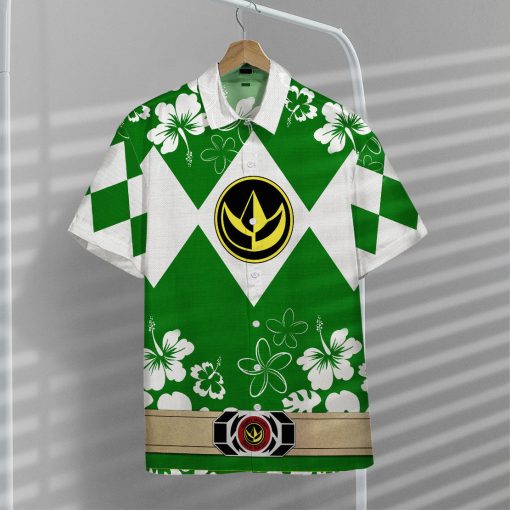 Gearhumans 3D Mighty Morphin Power Ranger Green Hawaii Shirt