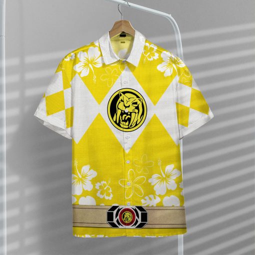 Gearhumans 3D Mighty Morphin Power Ranger Yellow Hawaii Shirt