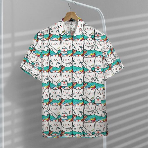 Gearhumans 3D Cute Cat Mermaid Nurse Hawaii Shirt