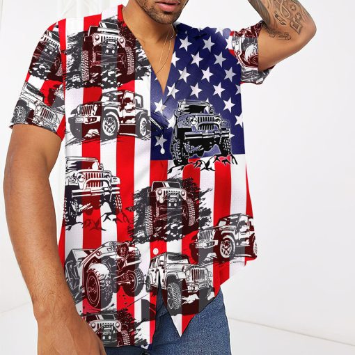 Gearhumans 3D Jeep American Flag Hawaii Shirt
