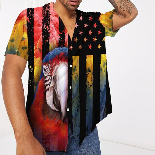 Gearhumans 3D Parrot American Flag Hawaii Shirt
