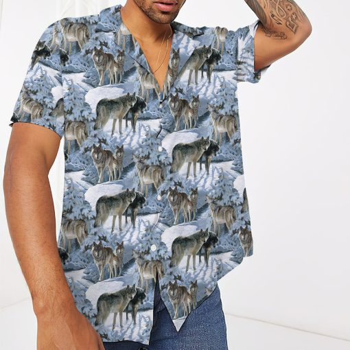 Gearhumans 3D Wolf Hawaii Shirt