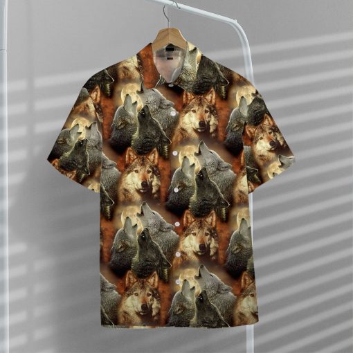 Gearhumans 3D Wolf Hawaii Shirt
