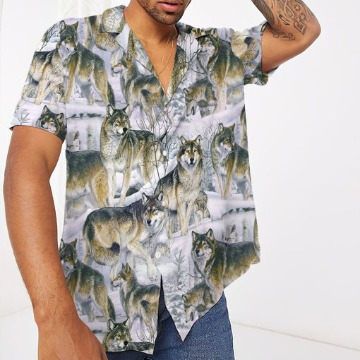 Gearhumans 3D Wolf Hawaii Shirt