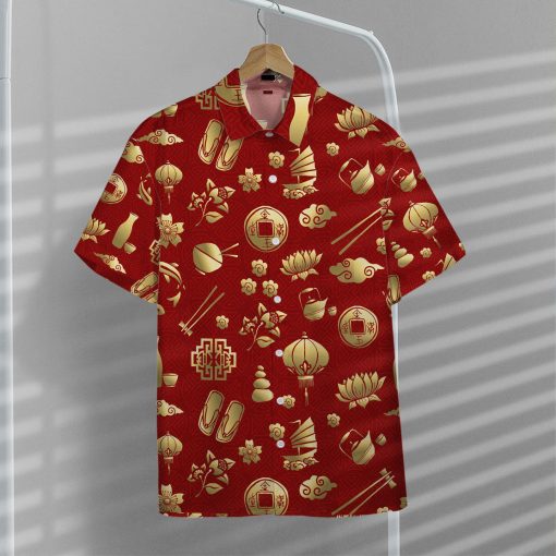 Gearhumans 3D Gold Asian Culture Hawaii Shirt - Image 7