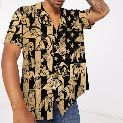 Gearhumans 3D Bulldog American Flag Hawaii Shirt