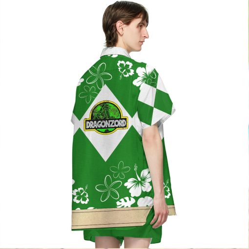 Gearhumans 3D Mighty Morphin Power Ranger Green Hawaii Shirt