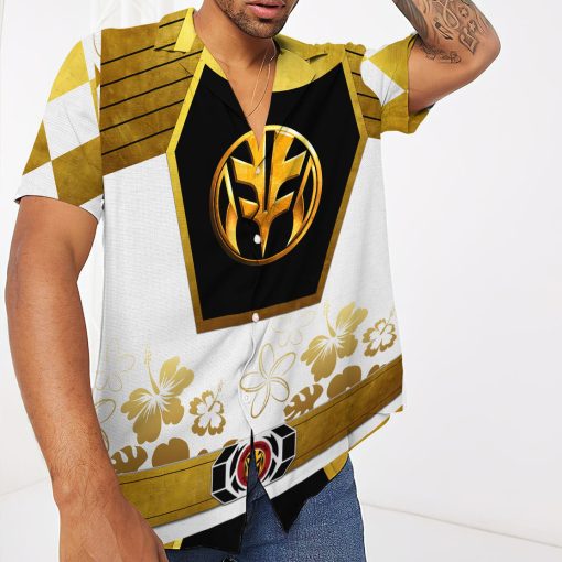 Gearhumans 3D Mighty Morphin Power Ranger White Hawaii Shirt