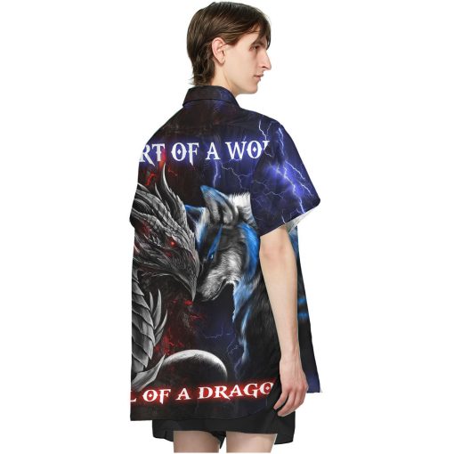 Gearhumans 3D Dragon Heart Of A Wolf, Soul Of A Dragon Hawaii Shirt
