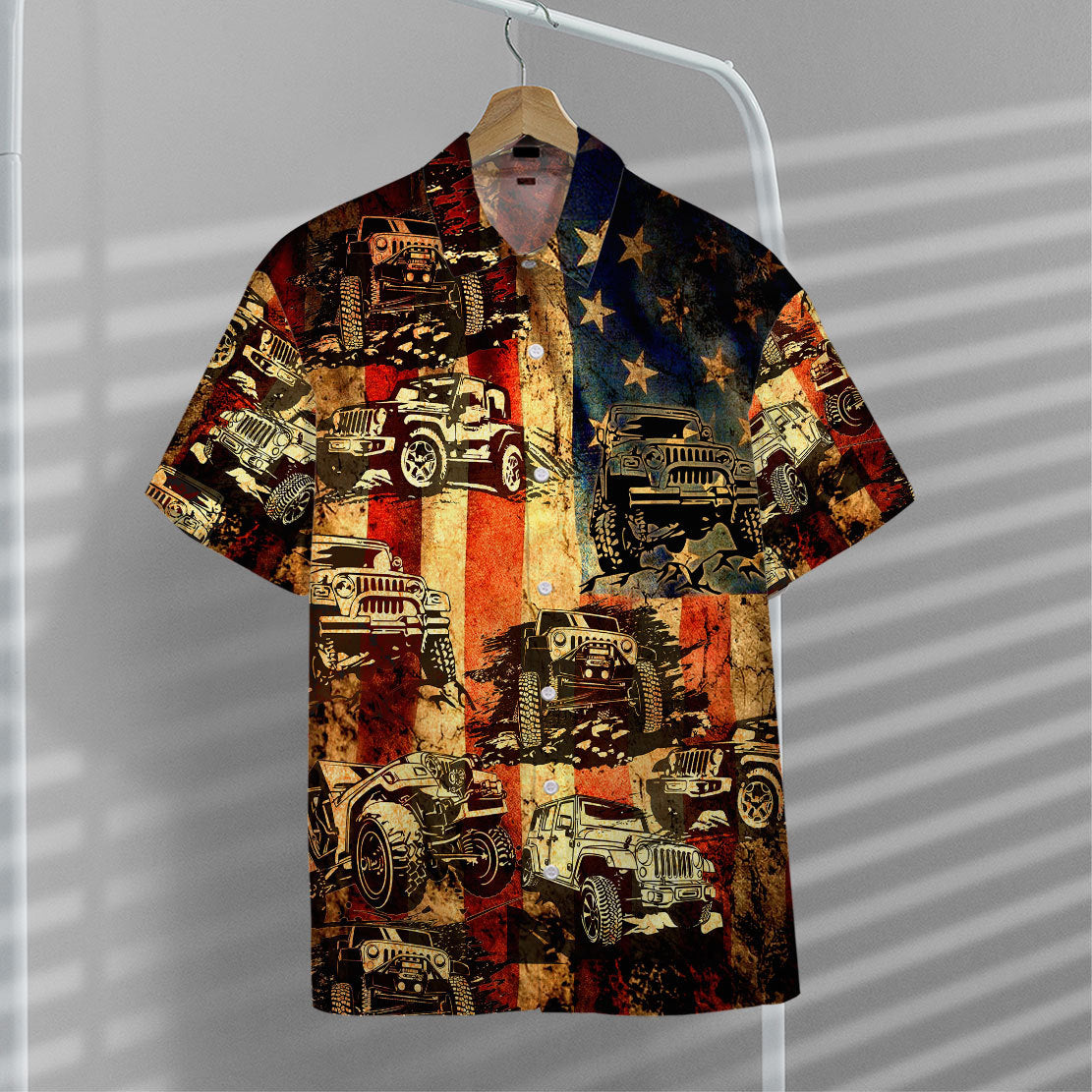 Gearhumans 3D Jeep American Flag Hawaii Shirt 7 Gearhumans 3D Jeep American Flag Hawaii Shirt - Image 7