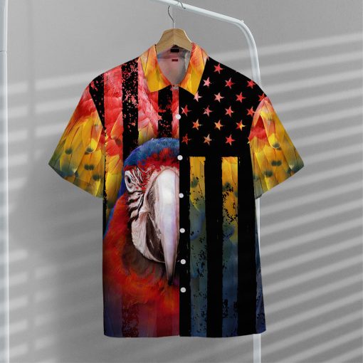Gearhumans 3D Parrot American Flag Hawaii Shirt